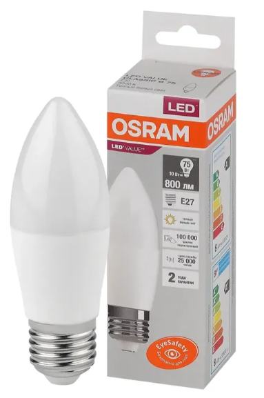 Светодиодная лампа OSRAM 10W 3000K 800Lm 200°